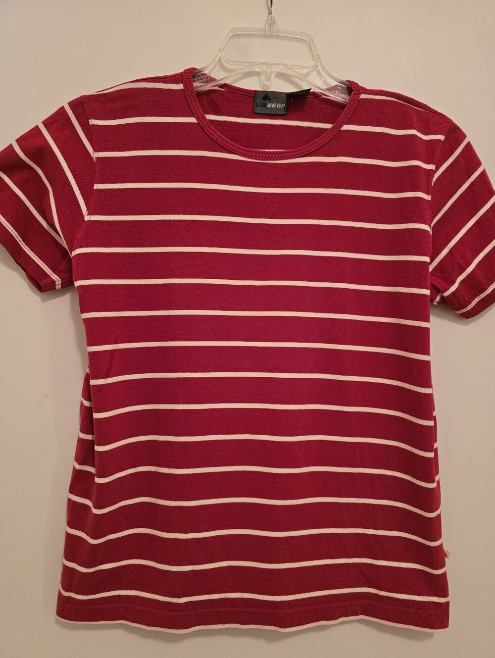 Lizwear Red & White Striped Soft Tee Small